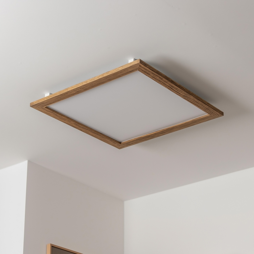 Brilagi - Dimmbare LED-Deckenleuchte SLIMFRAME WOOD LED/58W/230V 64x64 cm 3000-6000K braun + Fernbedienung