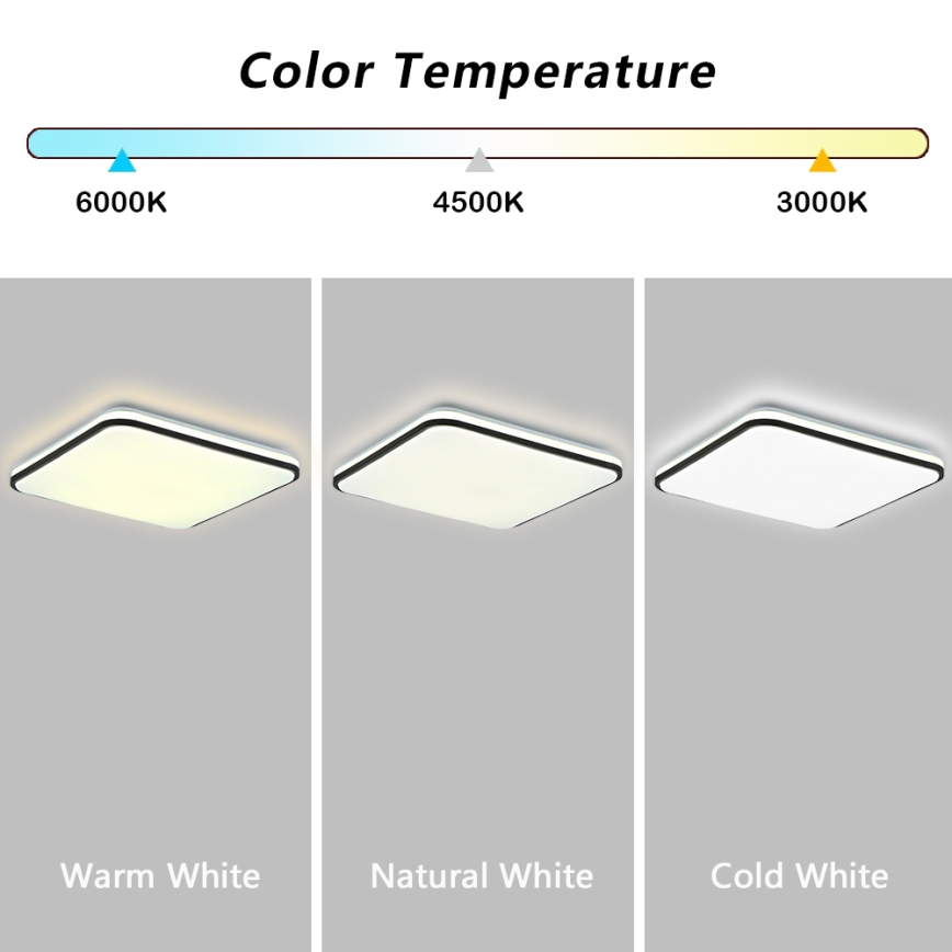 Brilagi - SMART LED-Deckenleuchte, dimmbar, 36 W, 230 V, 53 x 53 cm, 3000–6000 K, Wi‑Fi (Tuya, Beacon) + Fernbedienung