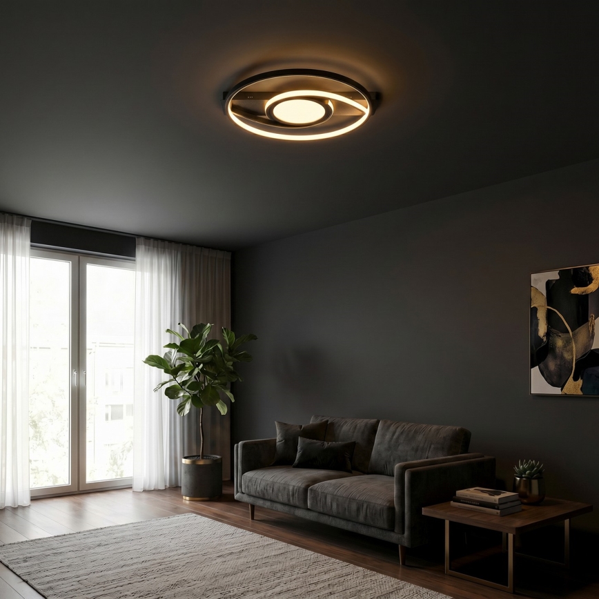 Brilagi - dimmbare LED-Deckenleuchte TWIRL LED/38W/230V 3000-6000K schwarz + Fernbedienung