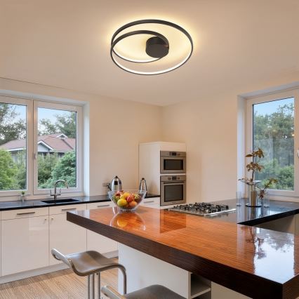 Brilagi - Dimmbare LED-Deckenleuchte TWISTER LED/48W/230V 3000-6000K Ø 50 cm schwarz + Fernbedienung