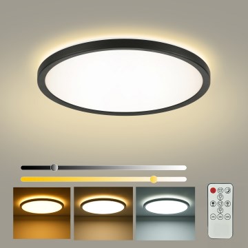 Brilagi - Dimmbare LED-Deckenleuchte ULTRA SLIM LED/24W/230V 2700–6500K Ø 42 cm schwarz + Fernbedienung
