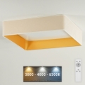 Brilagi - Dimmbare LED-Deckenleuchte VELVET SQUARE LED/24W/230V 3000/4000/6500K + Fernbedienung cremefarben