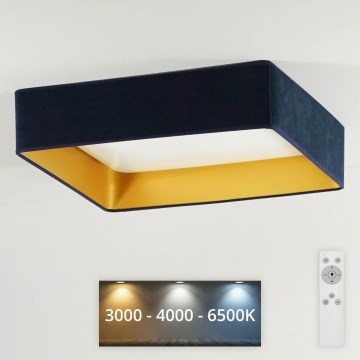 Brilagi - Dimmbare LED-Deckenleuchte VELVET SQUARE LED/24W/230V 3000/4000/6500K + Fernbedienung dunkelblau