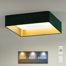 Brilagi - Dimmbare LED-Deckenleuchte VELVET SQUARE LED/24W/230V 3000/4000/6500K + Fernbedienung grün