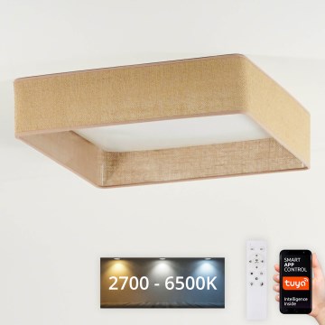 Brilagi - Dimmbare LED-Deckenleuchte VELVET SQUARE SMART LED/36W/230V 2700-6500K Wi-Fi Tuya + Fernbedienung braun