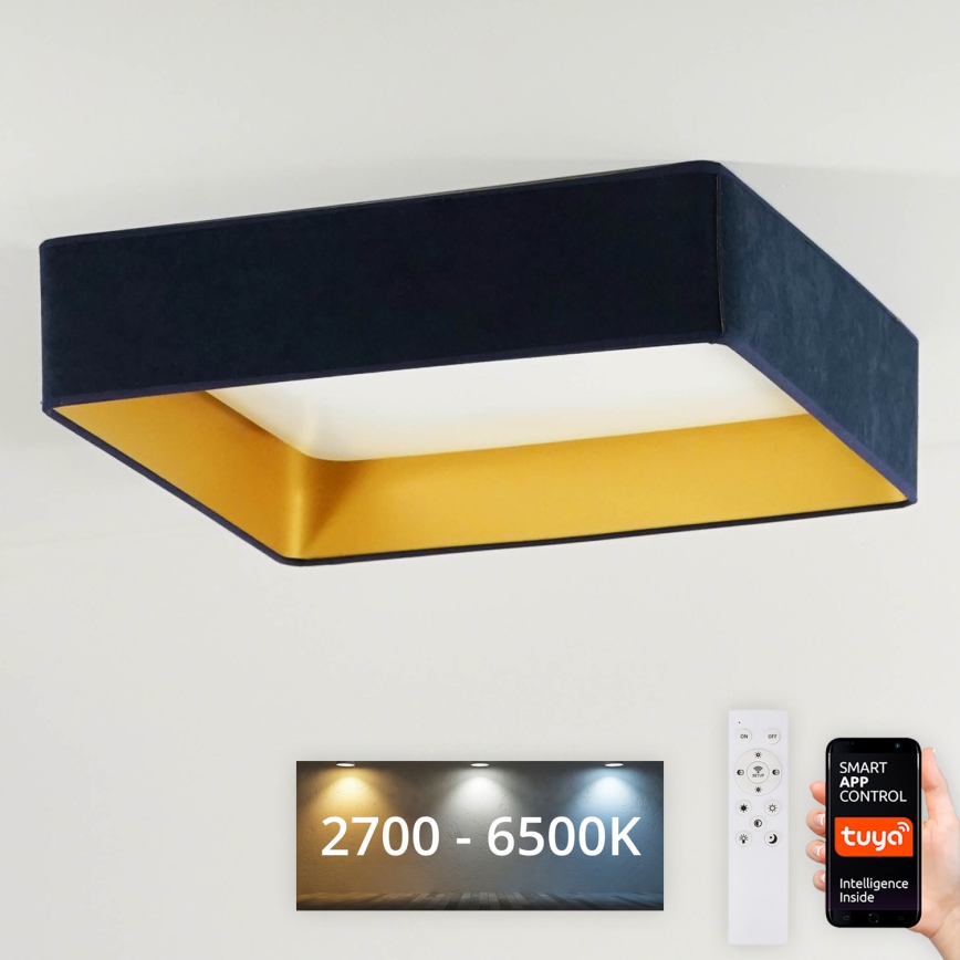 Brilagi - Dimmbare LED-Deckenleuchte VELVET SQUARE SMART LED/36W/230V 2700-6500K Wi-Fi Tuya + Fernbedienung dunkelblau