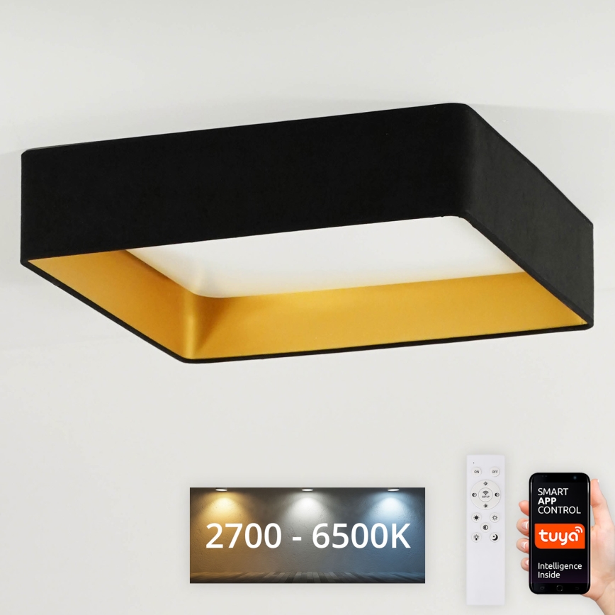 Brilagi - Dimmbare LED-Deckenleuchte VELVET SQUARE SMART LED/36W/230V 2700-6500K Wi-Fi Tuya + Fernbedienung schwarz