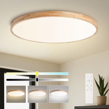 BRILAGI - dimmbare LED-Deckenleuchte WOODLINE LED/128W/230V 3000-6000K Eiche Ø 100 cm + Fernbedienung