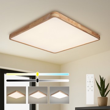 BRILAGI - dimmbare LED-Deckenleuchte WOODLINE SQUARE LED/100W/2300V 3000-6000K Eiche 80x80 cm + Fernbedienung
