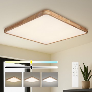 BRILAGI - dimmbare LED-Deckenleuchte WOODLINE SQUARE LED/180W/230V 3000-6000K Eiche 100x100 cm + Fernbedienung