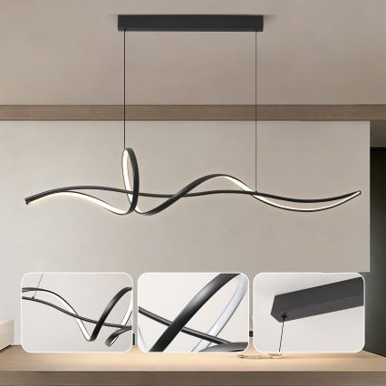 Brilagi - Dimmbare LED-Pendelleuchte an Seil SIGNATURE LED/55W/230V 3000-6000K 120x23 cm schwarz + Fernbedienung