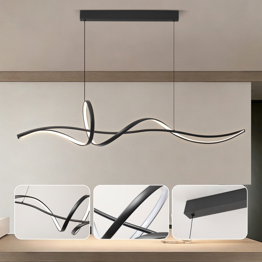 Brilagi - Dimmbare LED-Pendelleuchte an Seil SIGNATURE LED/55W/230V 3000-6000K 120x23 cm schwarz + Fernbedienung