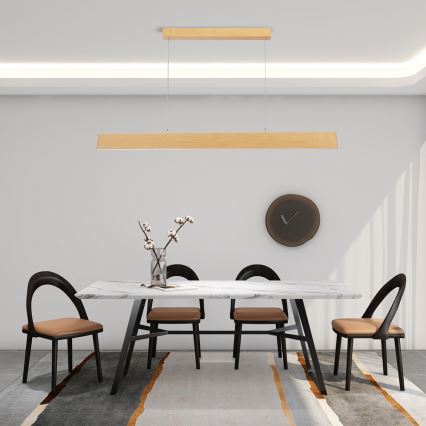 Brilagi - dimmbare LED-Pendelleuchte an Stahlseil SLIMLINE LED/40W/230V 3000–6000K Eichendekor + Fernbedienung