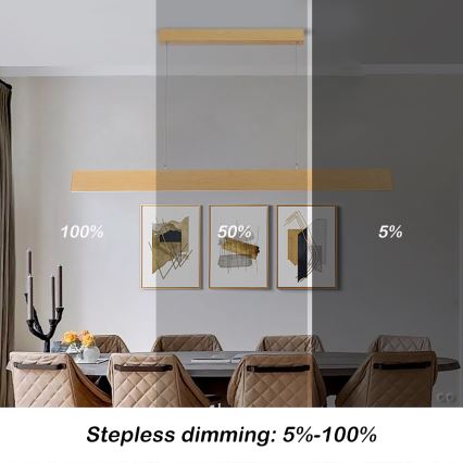 Brilagi - dimmbare LED-Pendelleuchte an Stahlseil SLIMLINE LED/40W/230V 3000–6000K Eichendekor + Fernbedienung