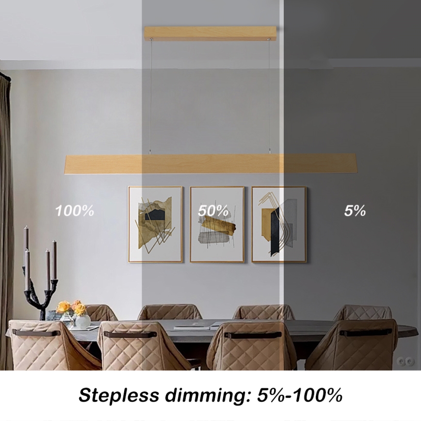 Brilagi - dimmbare LED-Pendelleuchte an Stahlseil SLIMLINE LED/40W/230V 3000–6000K Eichendekor + Fernbedienung