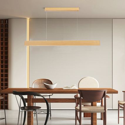 Brilagi - dimmbare LED-Pendelleuchte an Stahlseil SLIMLINE LED/40W/230V 3000–6000K Eichendekor + Fernbedienung