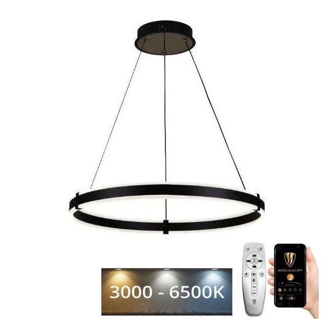 Brilagi - Dimmbare LED-Hängeleuchte an Schnur CIRCLE LED/85W/230V 3000-6500K schwarz + Fernbedienung