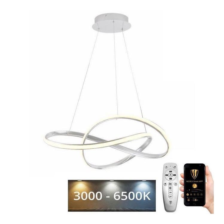 Brilagi - Dimmbare LED-Hängeleuchte an Schnur COSMOWAVE LED/70W/230V 3000-6500K weiß + Fernbedienung
