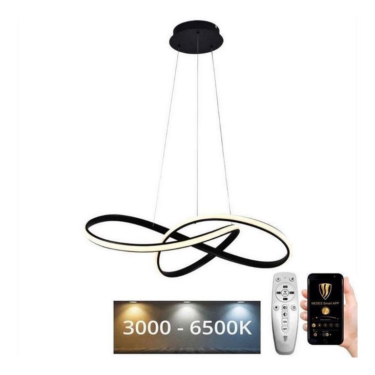 Brilagi - Dimmbare LED-Hängeleuchte an Schnur COSMOWAVE LED/70W/230V schwarz + Fernbedienung