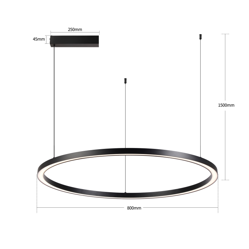Brilagi - LED-dimmbarer Hängeleuchter mit Seilaufhängung PORTOFINO LED/60W/230V 3000-6000K Durchmesser 80 cm schwarz + Fernbedienung