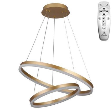 Brilagi - LED-dimmbare Pendelleuchte an Seil CIRCLE LED/70W/230V 3000-6500K Ø 60 cm gold + Fernbedienung