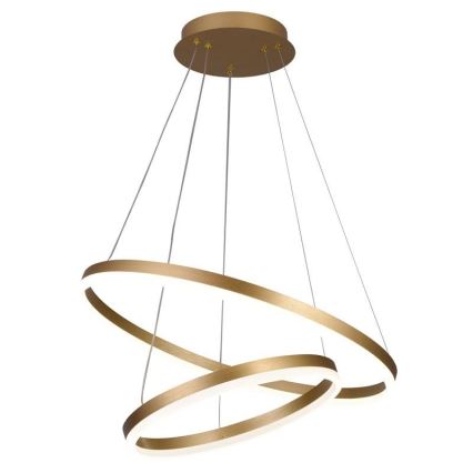 Brilagi - LED-dimmbare Pendelleuchte an Seil CIRCLE LED/70W/230V 3000-6500K Ø 60 cm gold + Fernbedienung