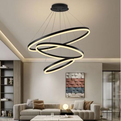 Brilagi - Dimmbare LED-Hängeleuchte CIRCLE LED/125W/230V 3000-6500K schwarz + Fernbedienung