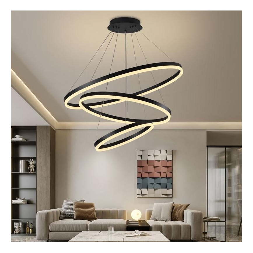 Brilagi - Dimmbare LED-Hängeleuchte CIRCLE LED/125W/230V 3000-6500K schwarz + Fernbedienung