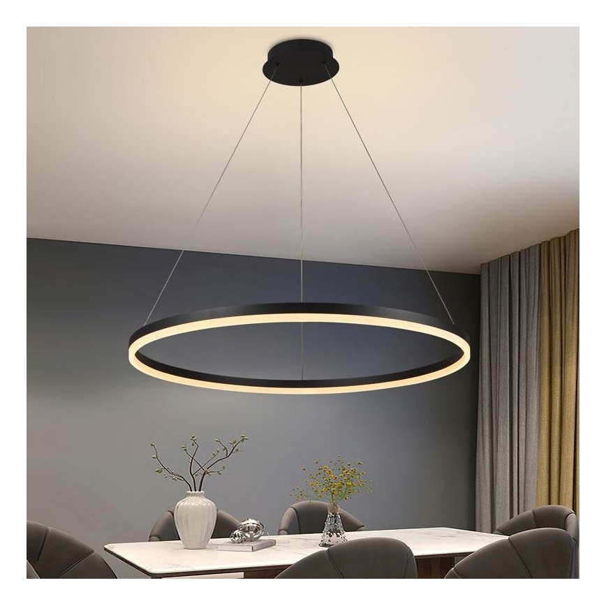 Brilagi - Dimmbare LED-Hängeleuchte CIRCLE LED/55W/230V 3000-6500K schwarz + Fernbedienung