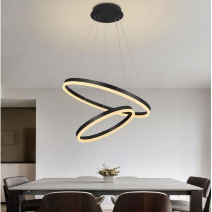 Brilagi - Dimmbare LED-Hängeleuchte CIRCLE LED/70W/230V 3000-6500K schwarz + Fernbedienung
