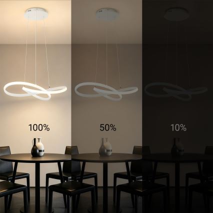 Brilagi - INFINITY LED dimmbare Pendelleuchte mit Seilaufhängung LED/55W/230V 3000-6000K 50x50 cm weiß + Fernbedienung