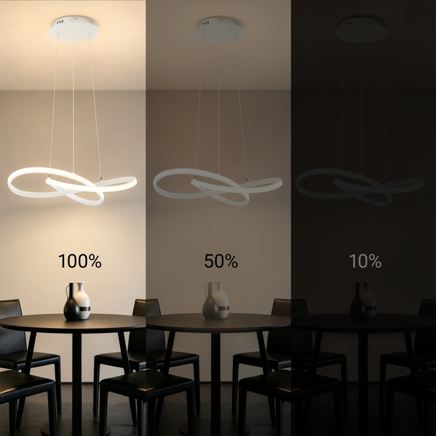 Brilagi - INFINITY LED dimmbare Pendelleuchte mit Seilaufhängung LED/55W/230V 3000-6000K 50x50 cm weiß + Fernbedienung