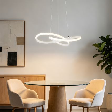 Brilagi - INFINITY LED dimmbare Pendelleuchte mit Seilaufhängung LED/55W/230V 3000-6000K 50x50 cm weiß + Fernbedienung