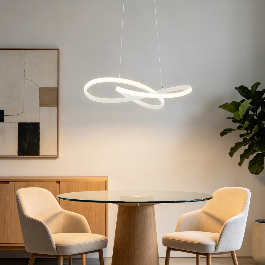 Brilagi - INFINITY LED dimmbare Pendelleuchte mit Seilaufhängung LED/55W/230V 3000-6000K 50x50 cm weiß + Fernbedienung