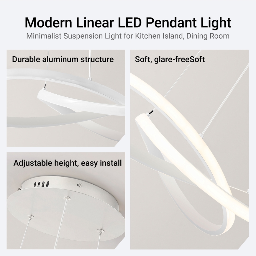 Brilagi - INFINITY LED dimmbare Pendelleuchte mit Seilaufhängung LED/55W/230V 3000-6000K 50x50 cm weiß + Fernbedienung