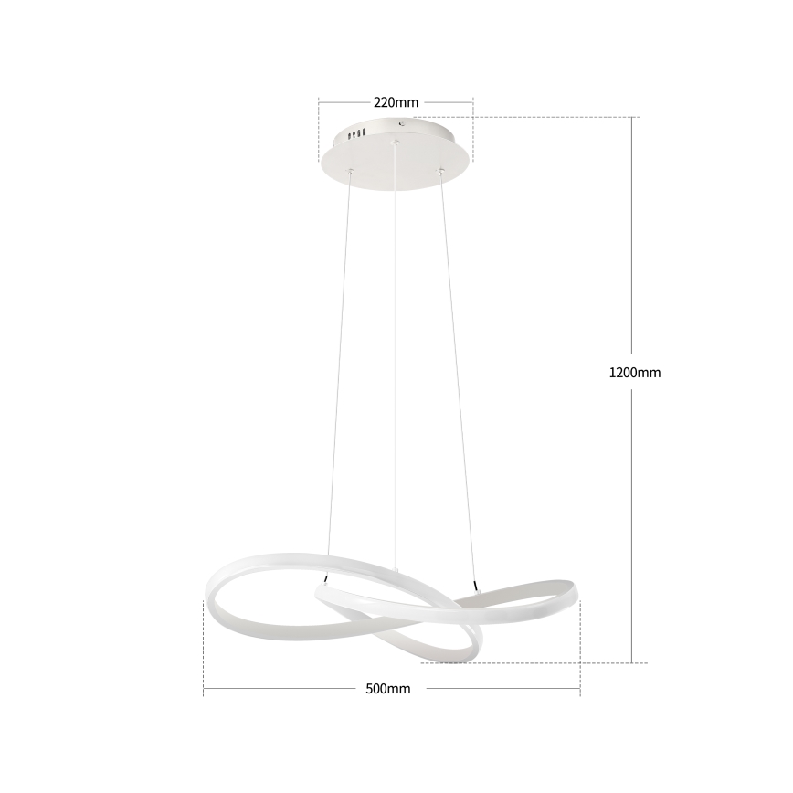 Brilagi - INFINITY LED dimmbare Pendelleuchte mit Seilaufhängung LED/55W/230V 3000-6000K 50x50 cm weiß + Fernbedienung
