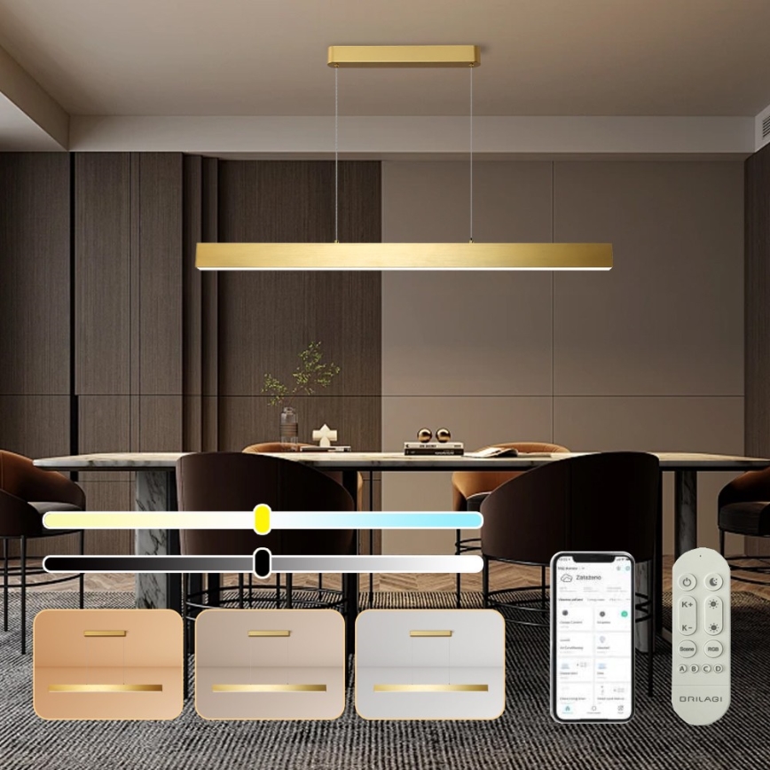 Brilagi - Dimmbare LED-Hängeleuchte SLEEKLINE SMART LED/40W/230V 3000-6000K Wi-Fi Tuya golden + Fernbedienung