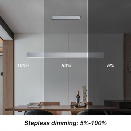 Brilagi - Dimmbare LED-Hängeleuchte SLEEKLINE SMART LED/40W/230V 3000-6000K Wi-Fi Tuya silbern + Fernbedienung