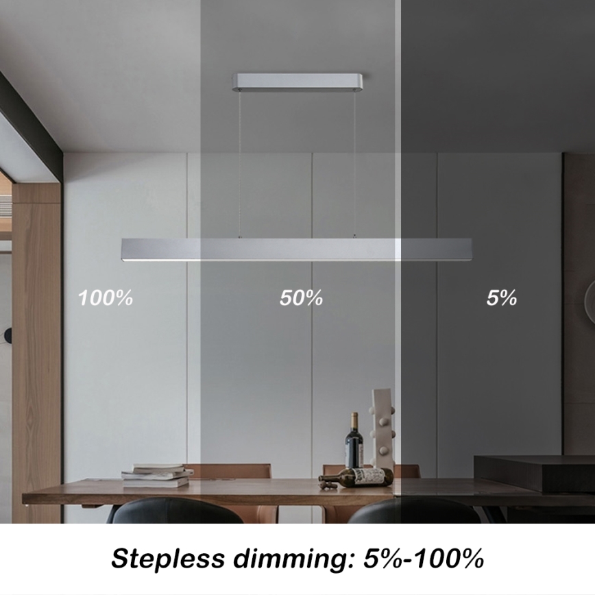 Brilagi - Dimmbare LED-Hängeleuchte SLEEKLINE SMART LED/40W/230V 3000-6000K Wi-Fi Tuya silbern + Fernbedienung