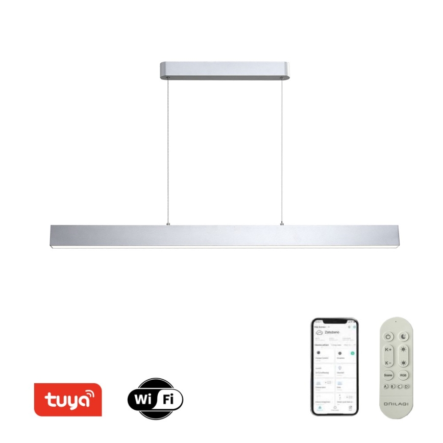 Brilagi - Dimmbare LED-Hängeleuchte SLEEKLINE SMART LED/40W/230V 3000-6000K Wi-Fi Tuya silbern + Fernbedienung