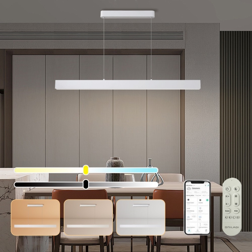 Brilagi - Dimmbare LED-Hängeleuchte SLEEKLINE SMART LED/40W/230V 3000-6000K Wi-Fi Tuya weiß + Fernbedienung