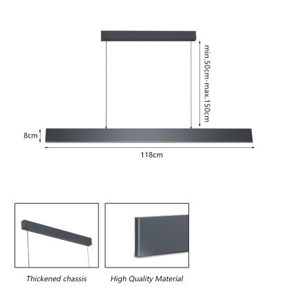 Brilagi - Dimmbare LED-Hängeleuchte SLIMLINE LED/40W/230V 3000-6000K anthrazit + Fernbedienung