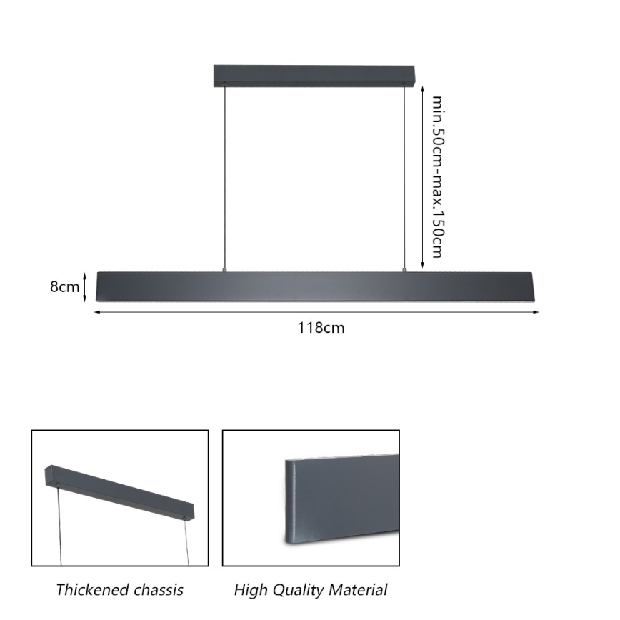 Brilagi - Dimmbare LED-Hängeleuchte SLIMLINE LED/40W/230V 3000-6000K anthrazit + Fernbedienung