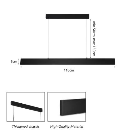 Brilagi - Dimmbare LED-Hängeleuchte SLIMLINE LED/40W/230V 3000-6000K schwarz + Fernbedienung