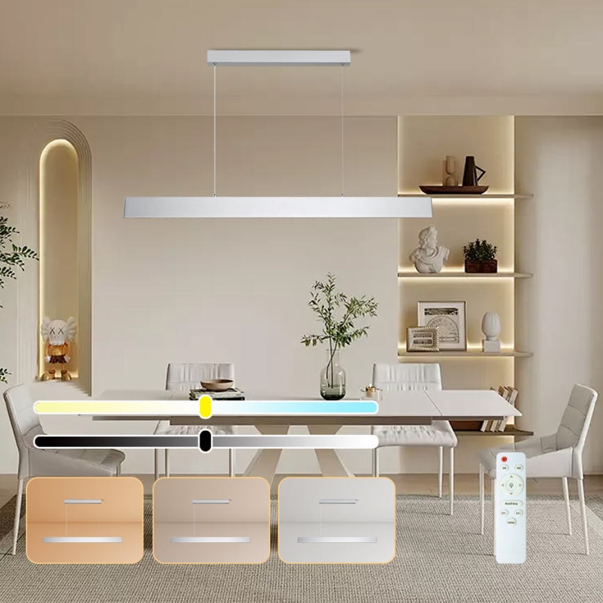Brilagi - Dimmbare LED-Hängeleuchte SLIMLINE LED/40W/230V 3000-6000K silbern + Fernbedienung