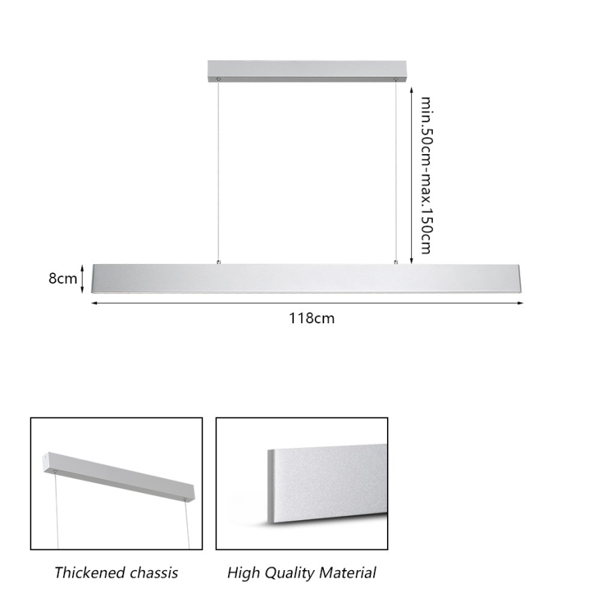 Brilagi - Dimmbare LED-Hängeleuchte SLIMLINE LED/40W/230V 3000-6000K silbern + Fernbedienung