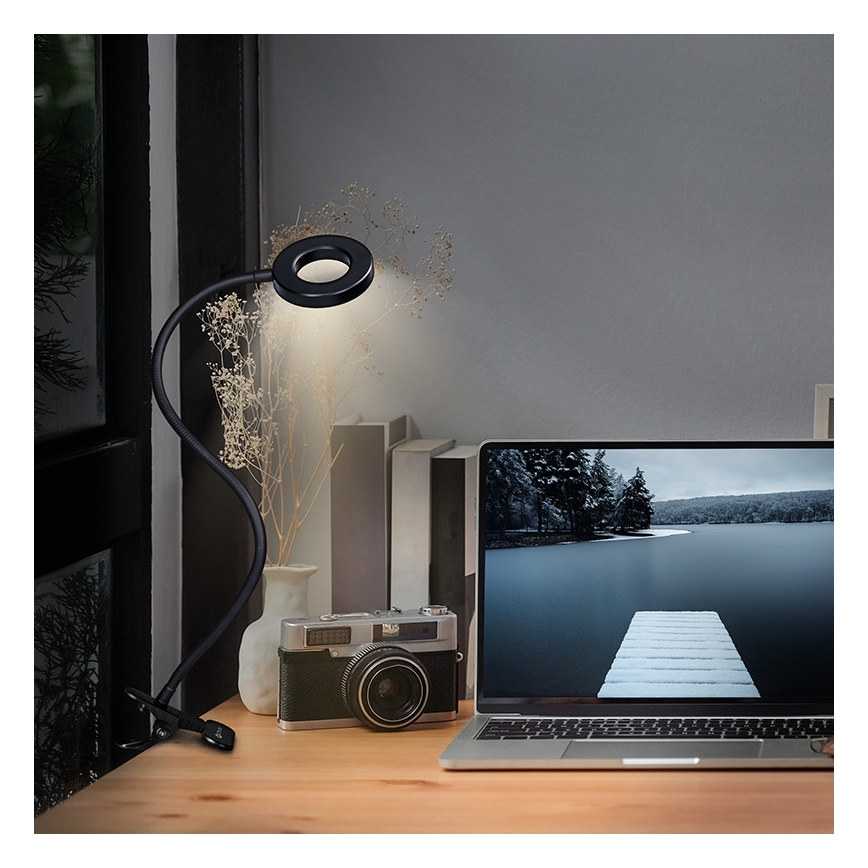 Brilagi - Dimmbare LED-Lampe mit Clip ORBELA LED/8W/5V 3000/4000/5000K schwarz