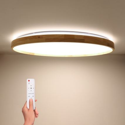 Brilagi - LED-dimmbare Deckenleuchte ALSON LED/72W/230V 3000-6500K Eiche, Durchmesser 78 cm + Fernbedienung
