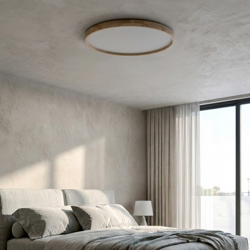 Brilagi - LED-dimmbare Deckenleuchte ALSON LED/72W/230V 3000-6500K Eiche, Durchmesser 78 cm + Fernbedienung