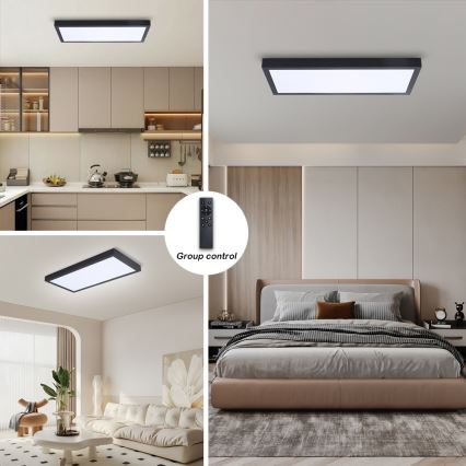 Brilagi - Dimmbare LED-Deckenleuchte für Badezimmer FRAME SMART LED/30W/230V 30x60 cm 3000-6000K  IP44 schwarz  + Fernbedienung